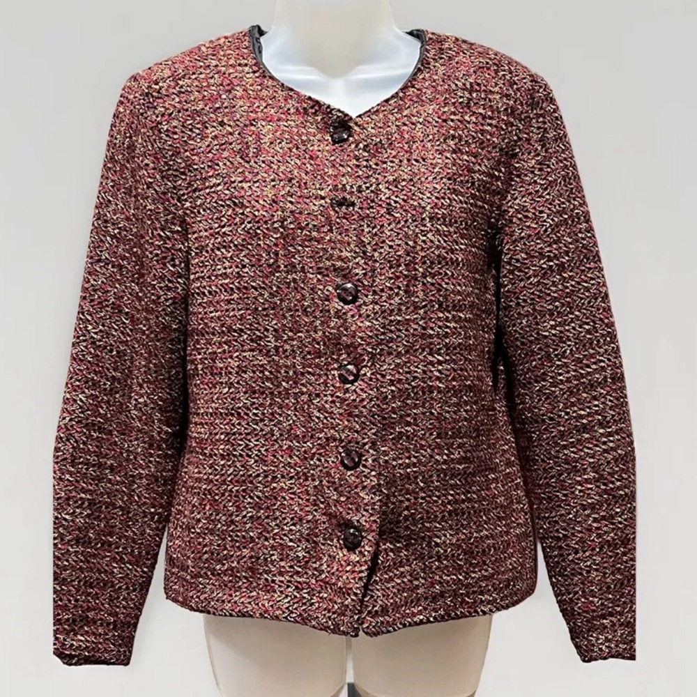 Kathie Lee Collection Blazer Women red MEDIUM tweed Red